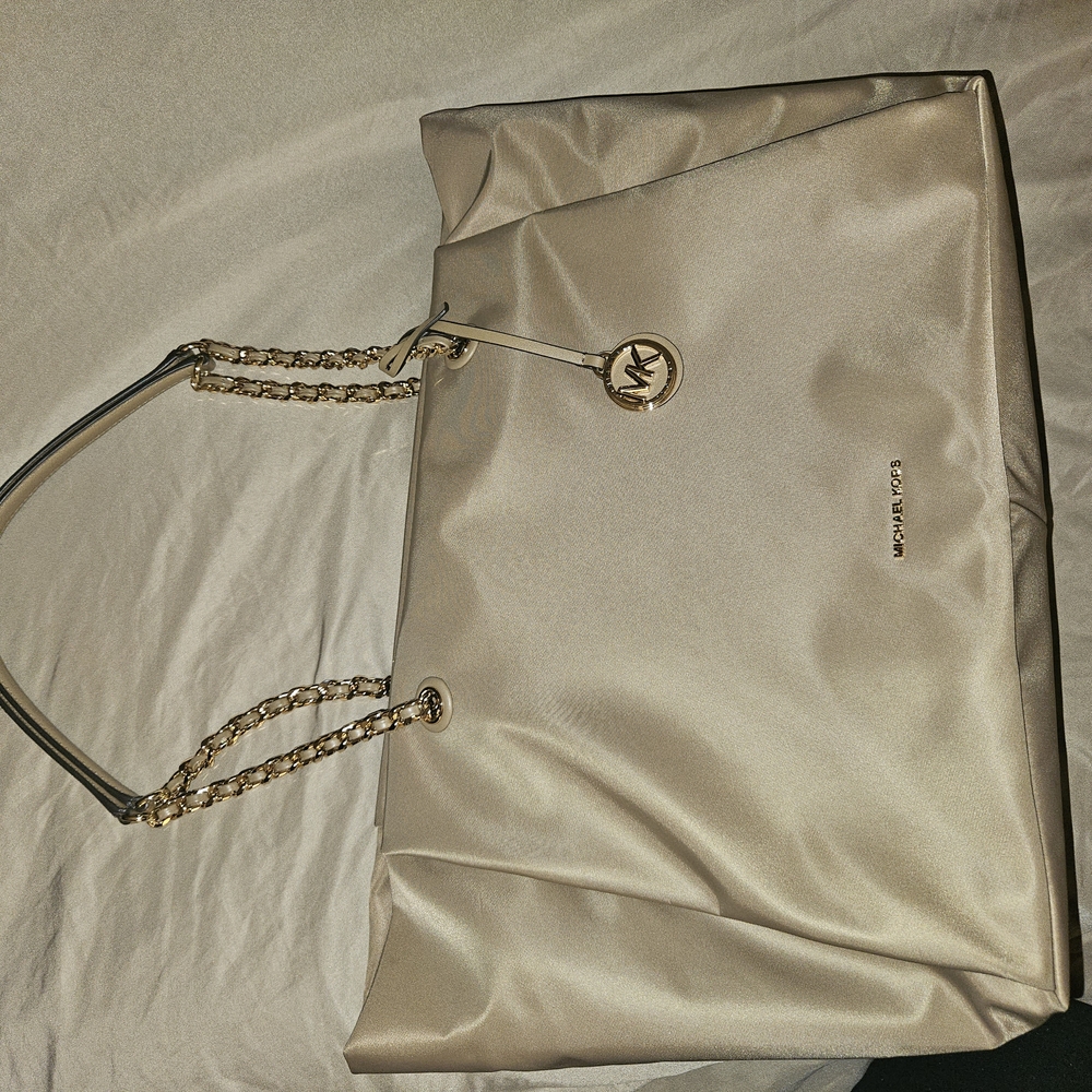 Michael Kors Beige Tote with Gold Accents